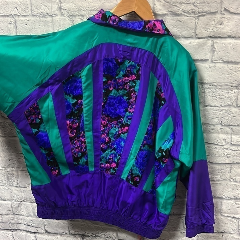 vintage Janeve windbreaker zip up size large purple\green color - Picture 3 of 8
